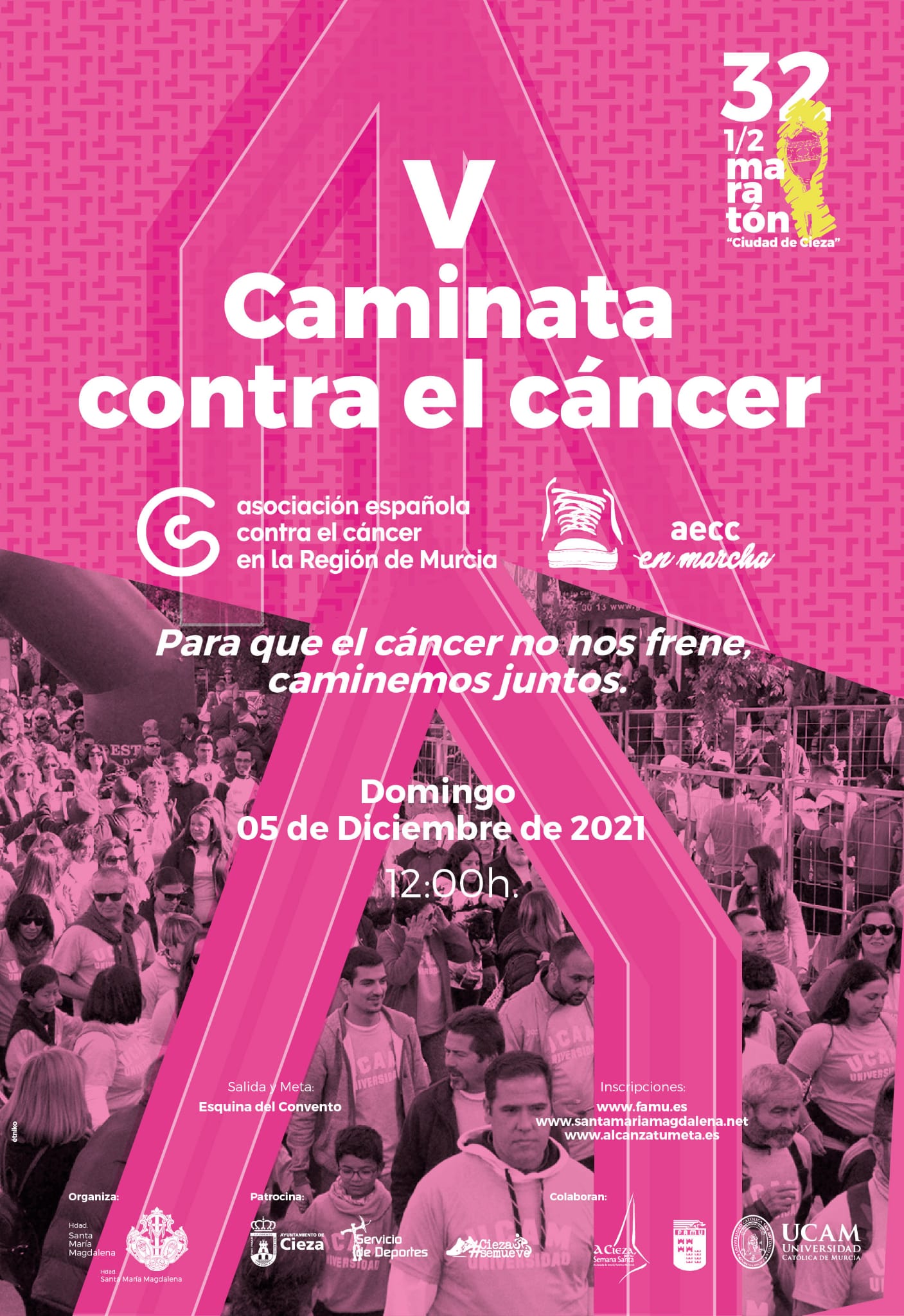 Cartel V caminata solidaria contra el cáncer 2021